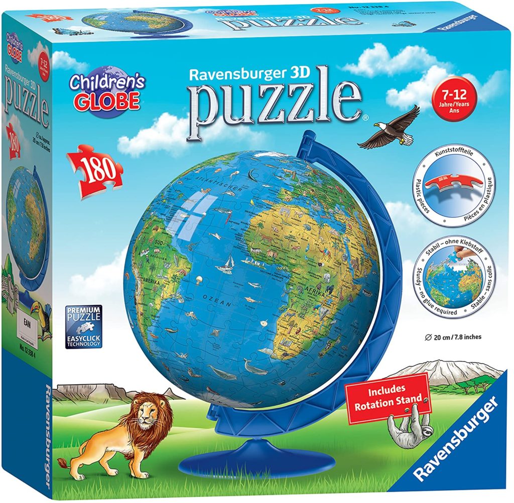 3D globe puzzle, puzzle ball, Ravensburger World Globe, travel puzzle, globe