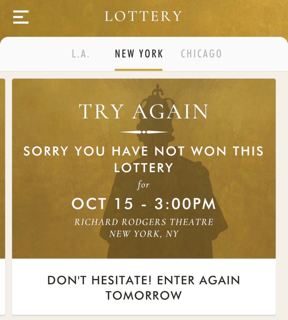 How to win the Hamilton ticket lottery. Download the app.