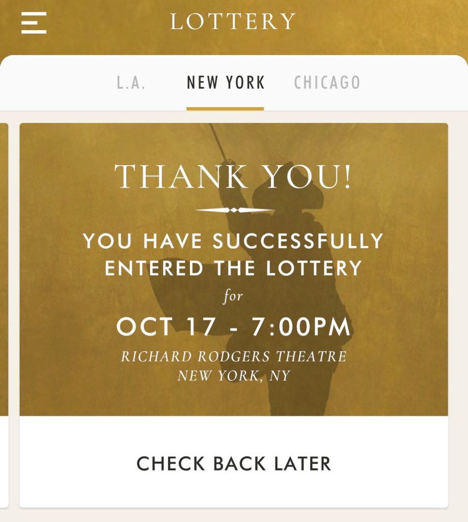 How to win the Hamilton ticket lottery. Download the app.