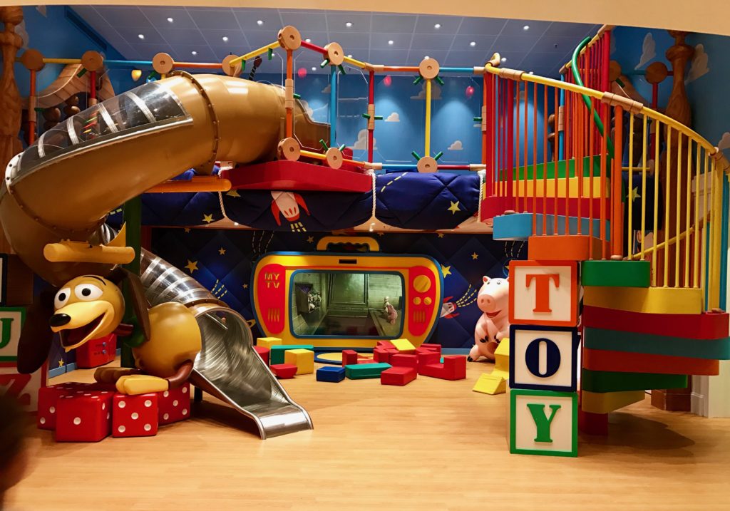 Toy Story toys and a slinky slide are favorites at Disney's Oceaneer Club.