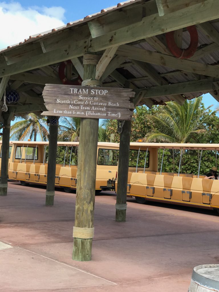 Top 11 Tips for Visiting Disney Castaway Cay. Taking the tram around Castaway Cay is a great option for tired kids.
