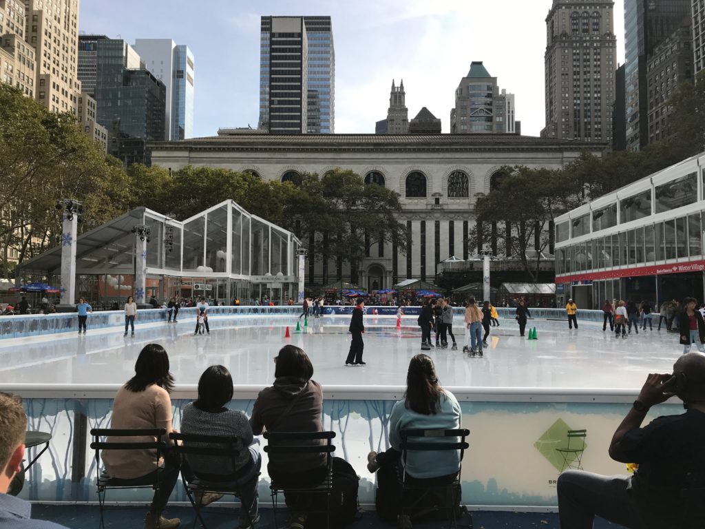 Ice Skating is free at NYC's Bryant Park so just bring your skates and helmets.