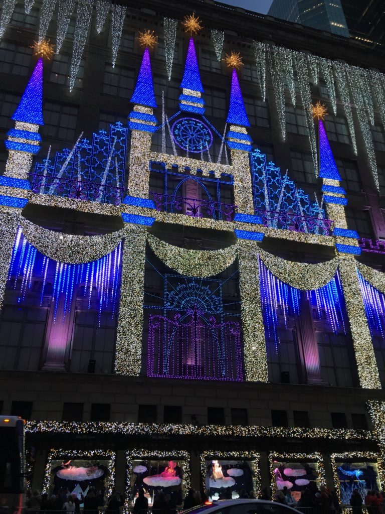 The holiday light show at Saks is one of the Top 10 New York City holiday activities for families.