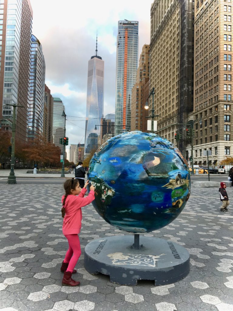 Checking out the Cool Globes. Staycation Family Fun at Conrad, New York. 