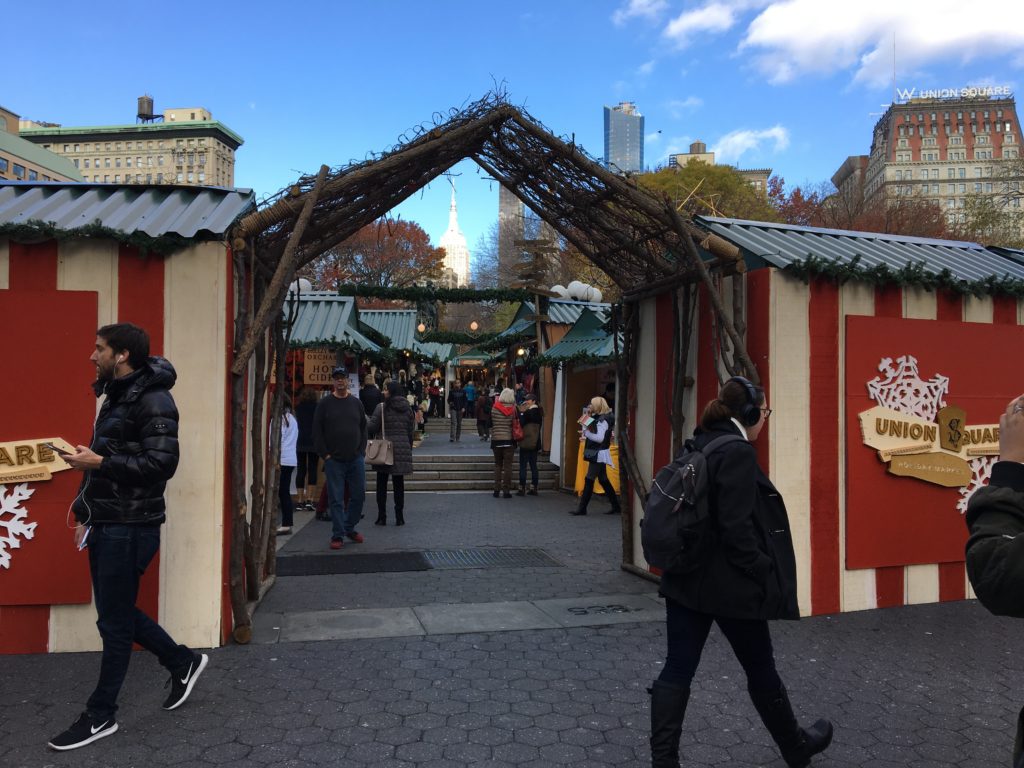 Tourists and locals alike love shopping at Union Square's Holiday Market.
