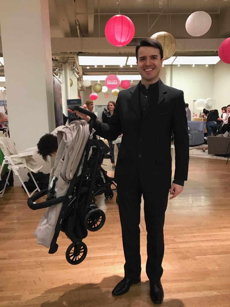 The Inglesina Zippy Light stroller stands when folded making it easy to store in NYC apartments.